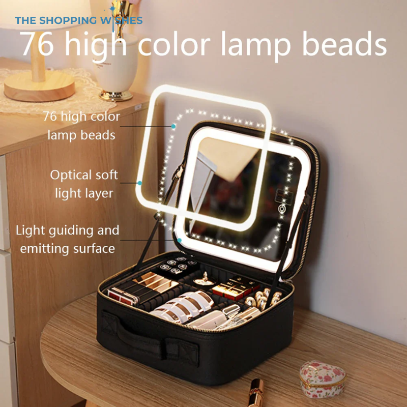 Smart LED Mirror Cosmetic Bag