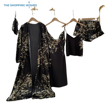 Women 4PC Silk Robe Suit